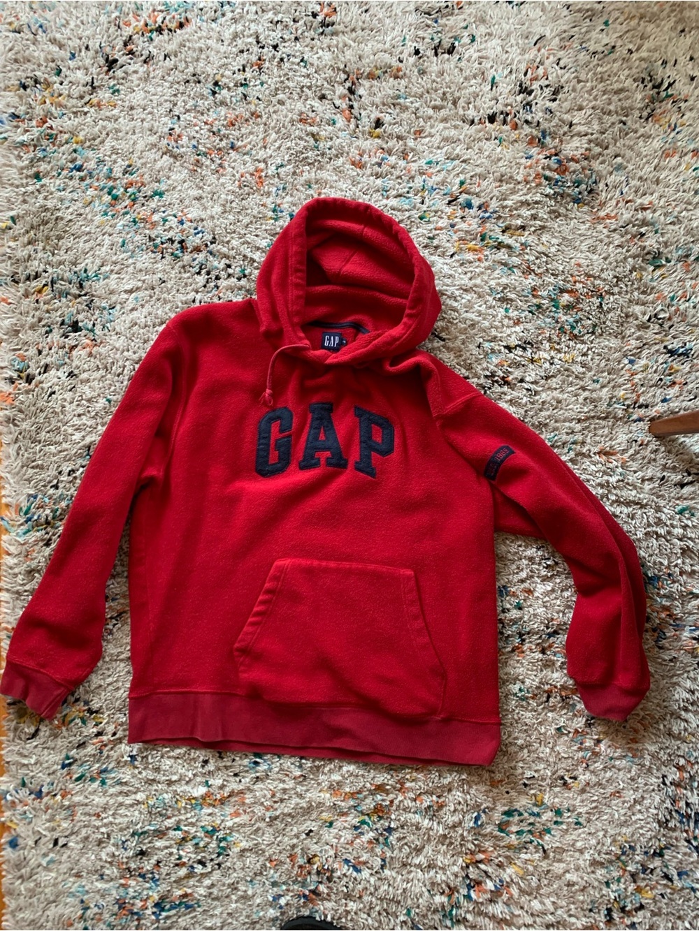 GAP Red Crewneck Hoodie with Navy Logo